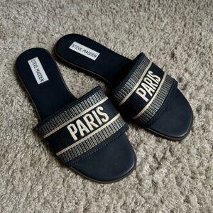 Steve Madden Navy Blue Paris Slides